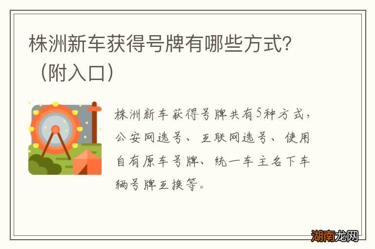 附入口 株洲新车获得号牌有哪些方式？
