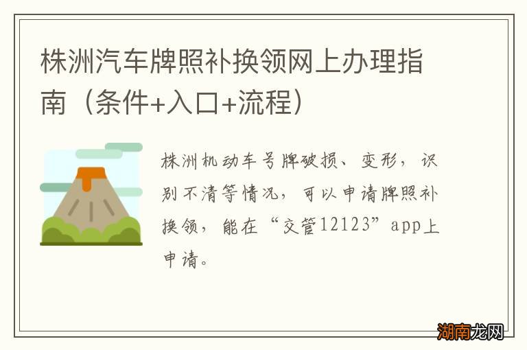 条件+入口+流程 株洲汽车牌照补换领网上办理指南