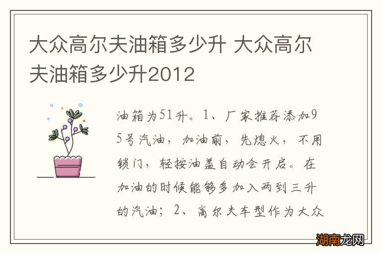 大众高尔夫油箱多少升 大众高尔夫油箱多少升2012