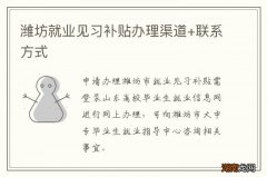 潍坊就业见习补贴办理渠道+联系方式