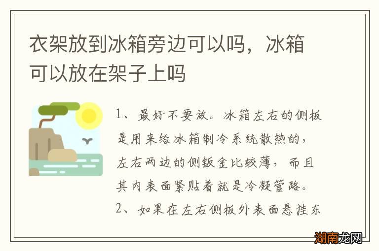 衣架放到冰箱旁边可以吗，冰箱可以放在架子上吗