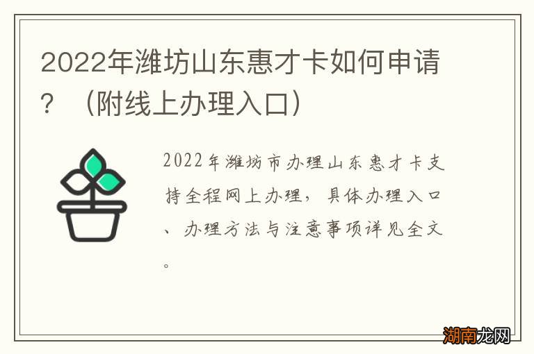 附线上办理入口 2022年潍坊山东惠才卡如何申请?