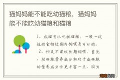 猫妈妈能不能吃幼猫粮，猫妈妈能不能吃幼猫粮和猫粮
