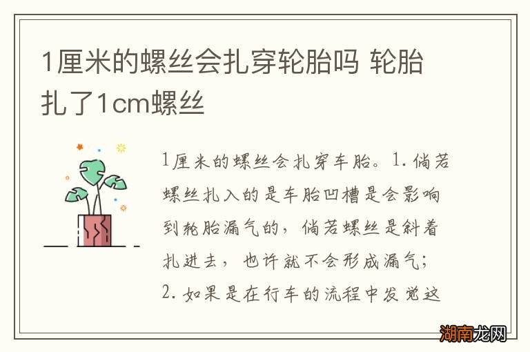 1厘米的螺丝会扎穿轮胎吗 轮胎扎了1cm螺丝