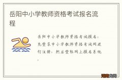 岳阳中小学教师资格考试报名流程