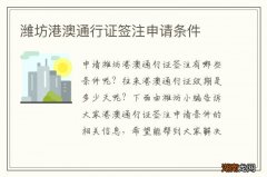 潍坊港澳通行证签注申请条件