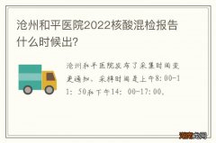 沧州和平医院2022核酸混检报告什么时候出？